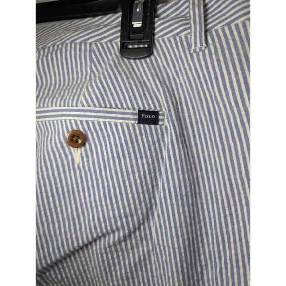 Polo Ralph Lauren Womens Blue White Striped Seersucker Nautical Ankle Pants 14 - Picture 13 of 13